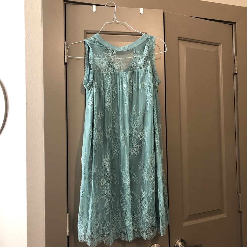 Teal lace dress